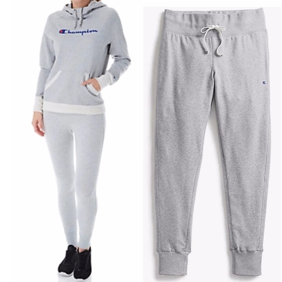 Champion Women's Heritage Wide Waistband Oxford Grey Light Jogger Slim Fit Md - Picture 15 of 16